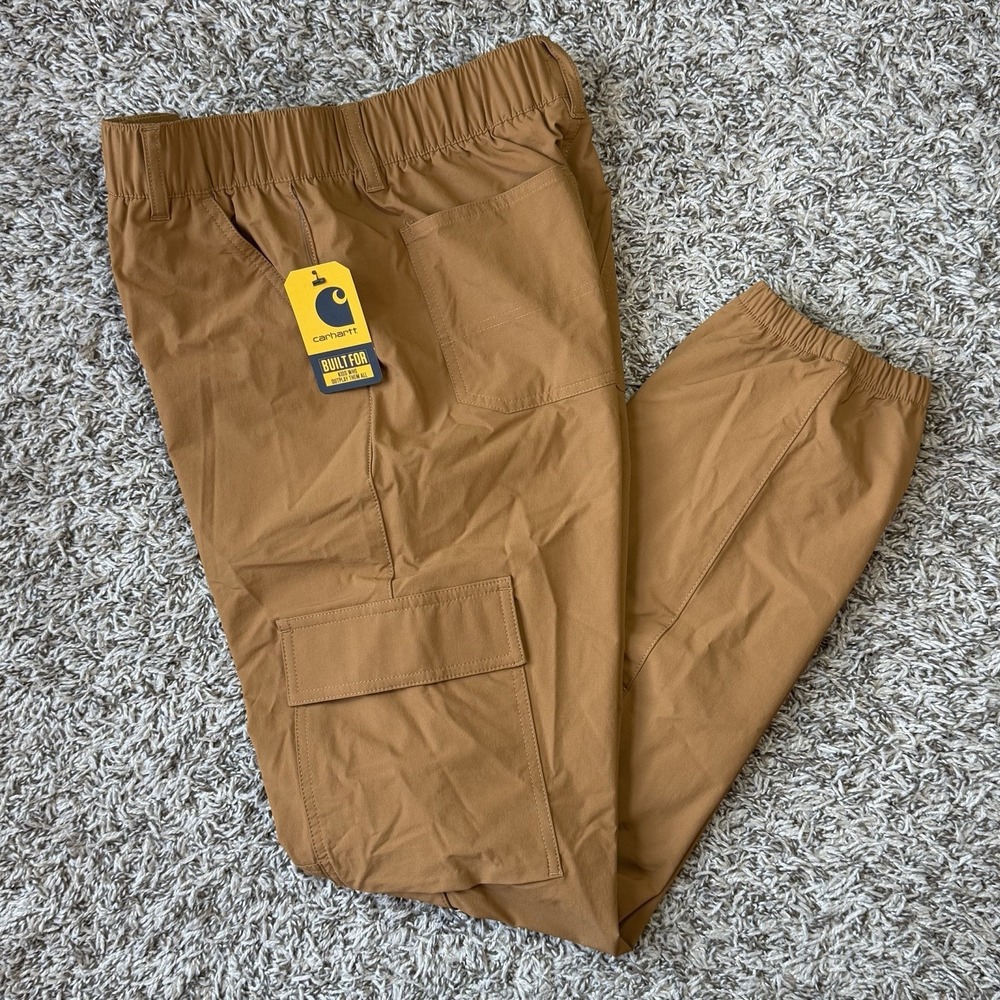 Carhartt Lightweight Rugged Flex Brown Cargo Jogger Pants Youth Large (14/16)